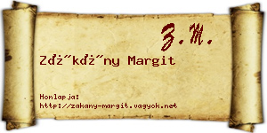 Zákány Margit névjegykártya