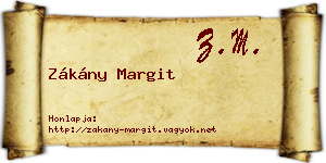 Zákány Margit névjegykártya
